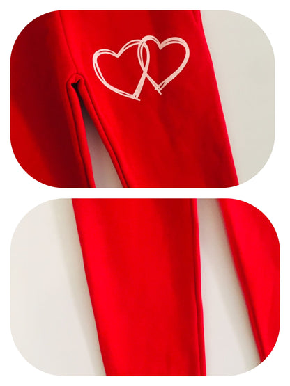 Double Heart Red Trousers Girls(009）