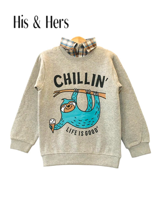 Chillin' Gray  Double Sweatshirt Boys (007)