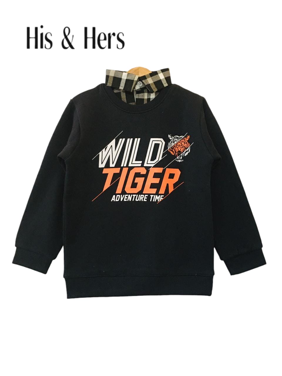 Wild Tiger Black  Double Sweatshirt Boys L5