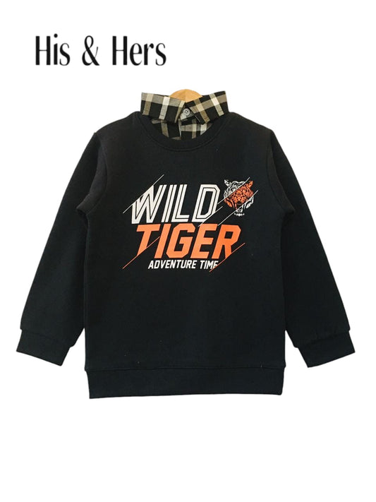 Wild Tiger Black  Double Sweatshirt Boys L5