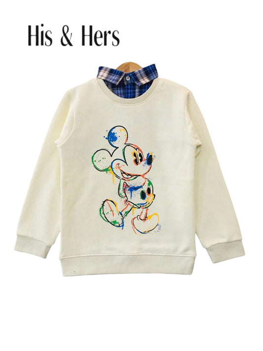 Mickey Mouse White Double Sweatshirt Boys( 006)