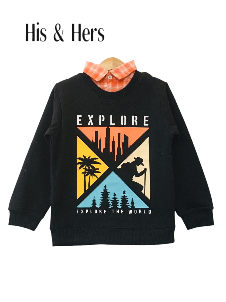 EXPLORE Black  Double Sweatshirt Boys (002