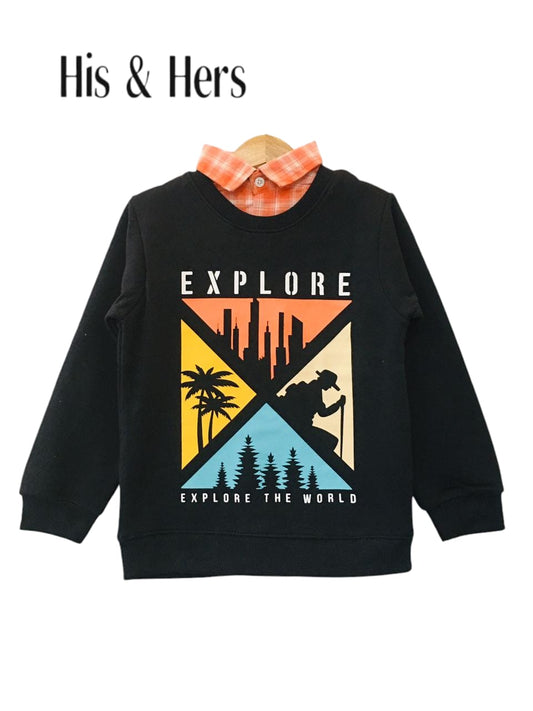 EXPLORE Black  Double Sweatshirt Boys (002