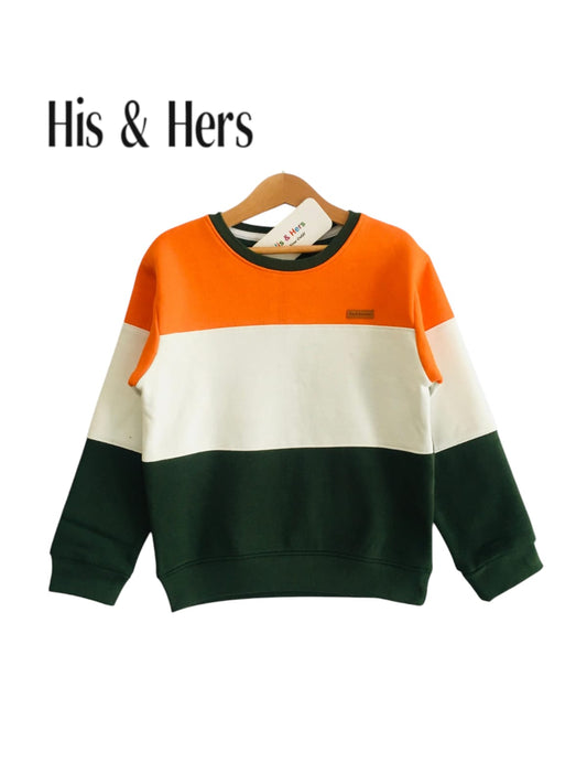 Orange & White & Green panel sweatshirt 002 & R