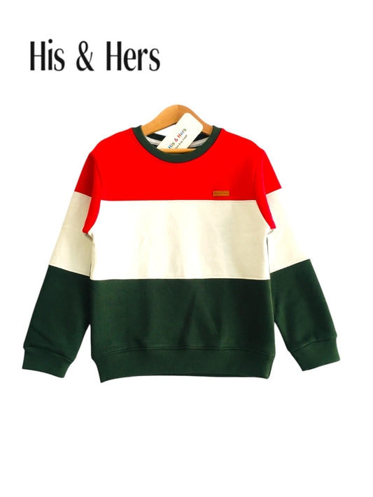 Red & White & and Green panel sweatshirt (004)