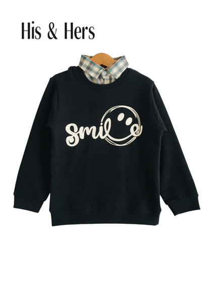 ''Smile ''Black Double sweatshirt (003）