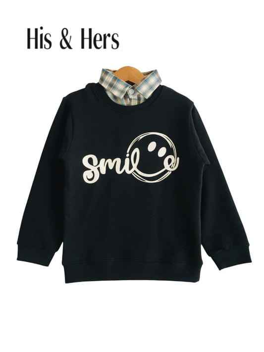 ''Smile ''Black Double sweatshirt (003）