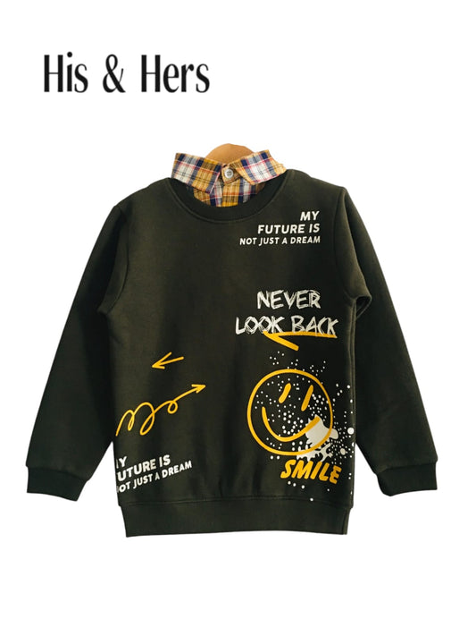 ''Never Look Back ''Black Double Sweatshirt Boys (002)