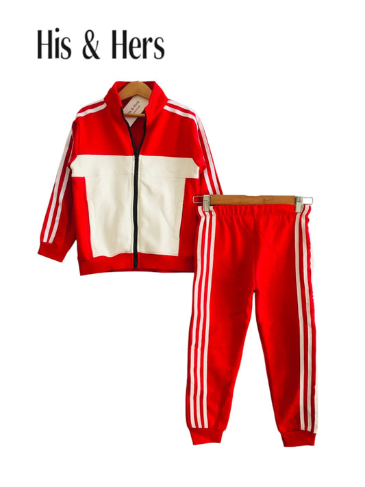 Red &White Zipper Tracksuit Unisex (002)