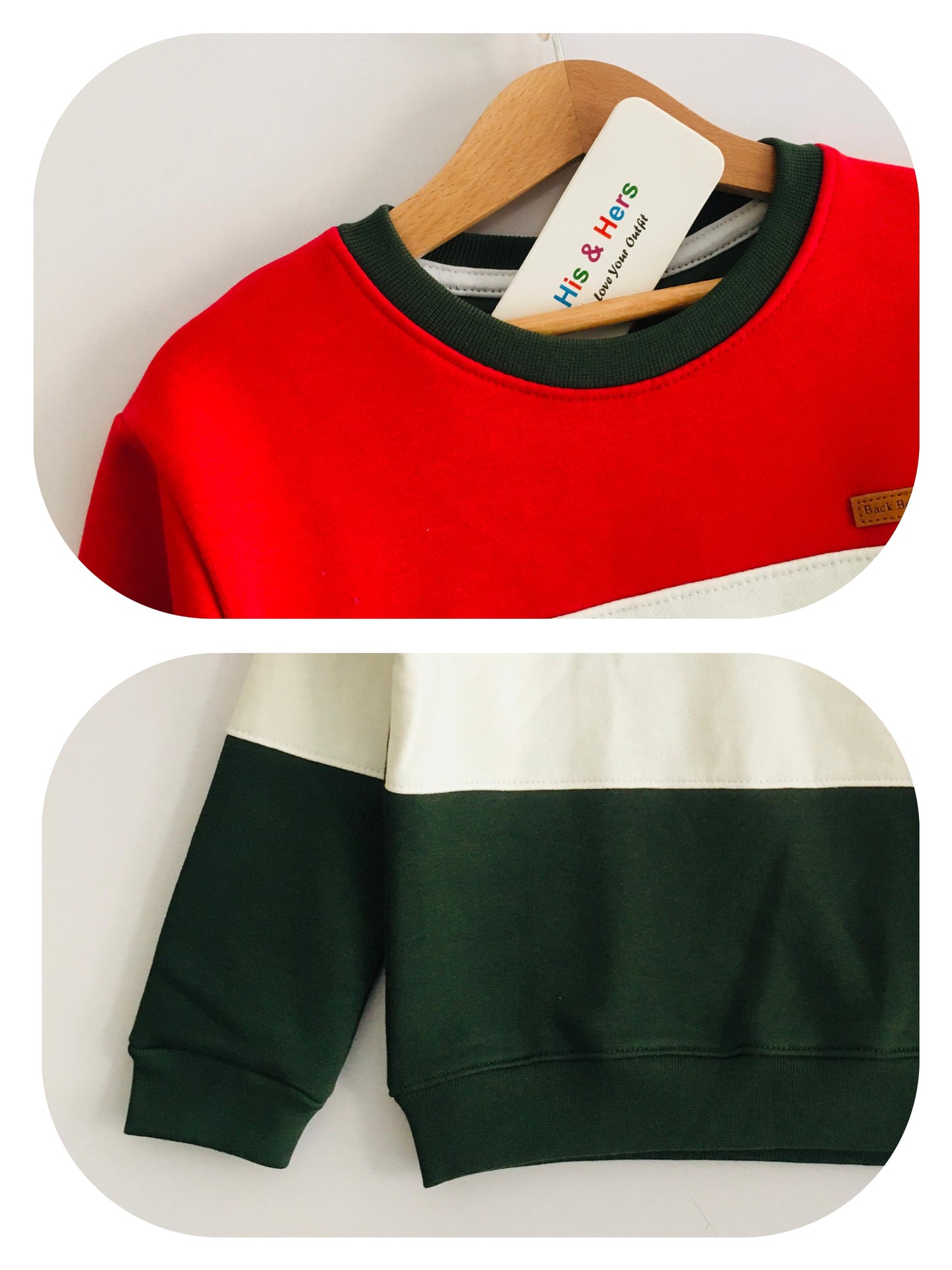 Red & White & and Green panel sweatshirt (004)