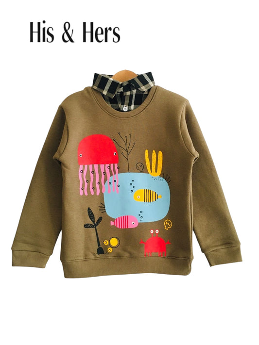 ''Oceanic''Brown Double sweatshirt (002)