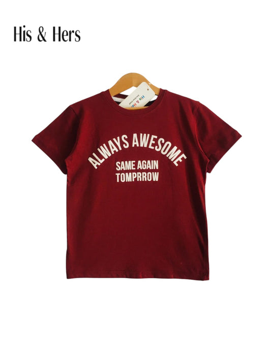 Always Awesome Mahroon Shirt Boys 123