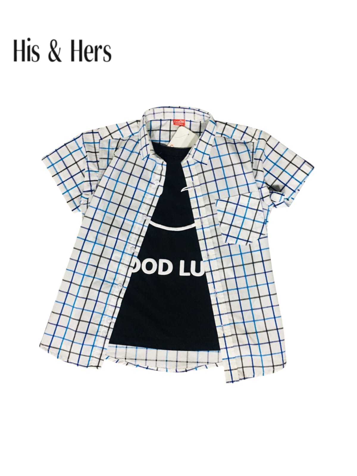 Good Luck Check White Double Casual Shirt Boys 115