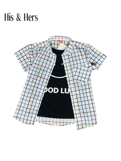 Good Luck Check White Double Casual Shirt Boys 115