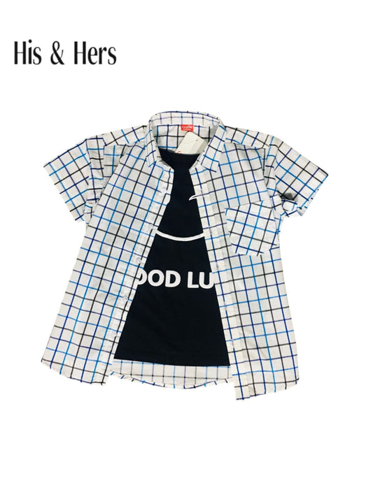 Good Luck Check White Double Casual Shirt Boys 115
