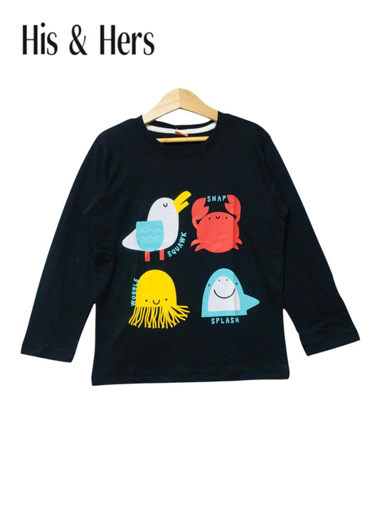 OCEAN FRIENDS BLACK SLEEVE T Shirt Boys 452