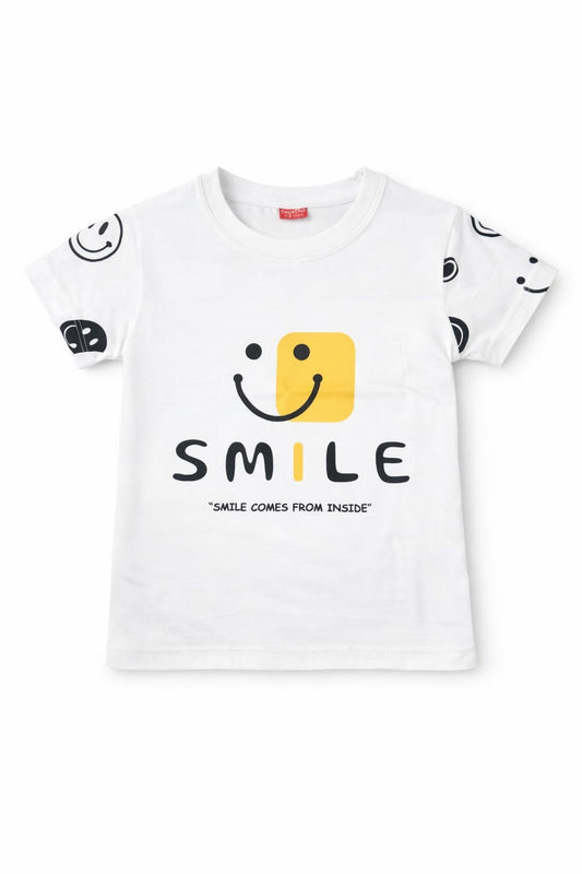 Smile white Printed  T-shirt 250