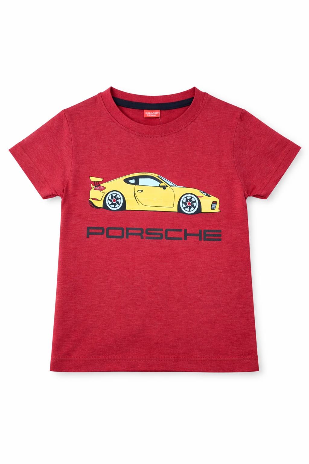 Yellow Car  Printed Red T-shirt 201