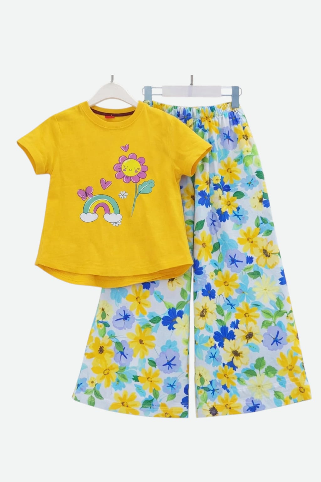 Rainbow Flower Printed T-shirt Trousers 626