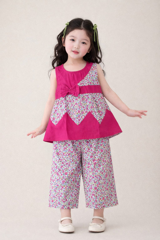 Pink Flower Fun Girls  Co-Ord Set 508