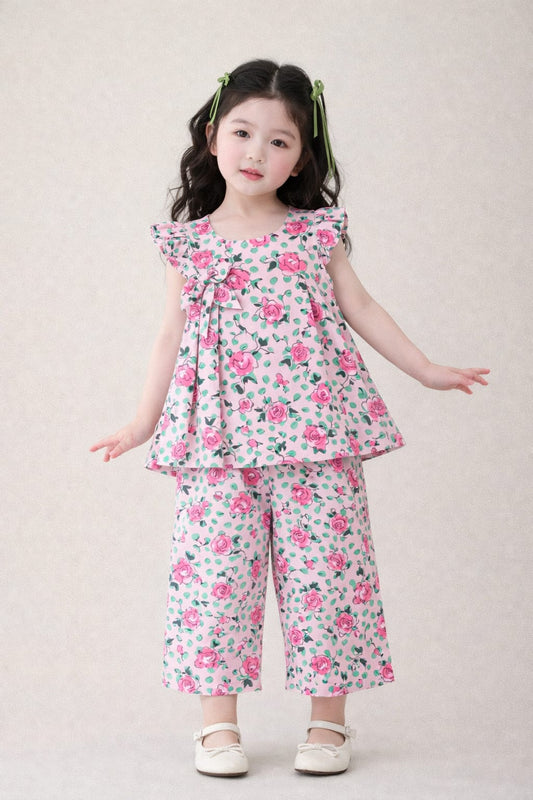 Pink Vintage Rose Girls Co-Ord Set 308