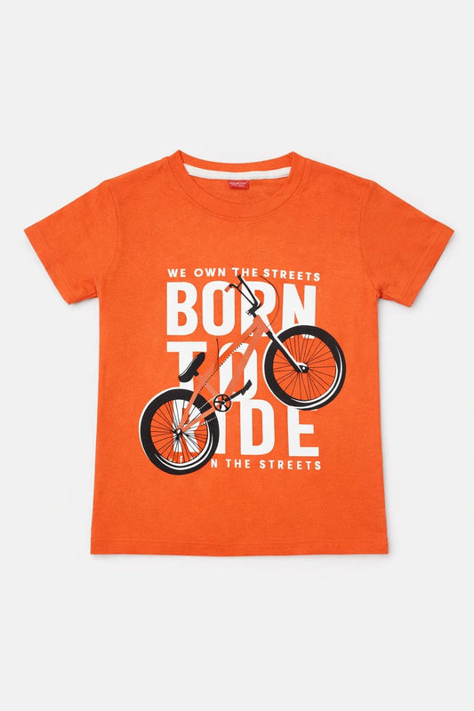 Black Bicycle Printed Orange T-shirt 225