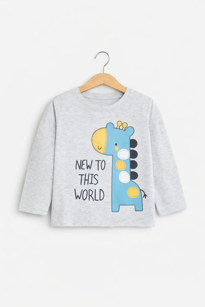 Baby Giraffe Printed Grey Shirt 202