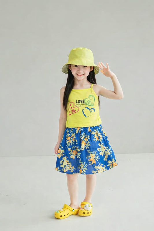 Yellow Breeze Sweet Heart Girls Top & Skirt 273