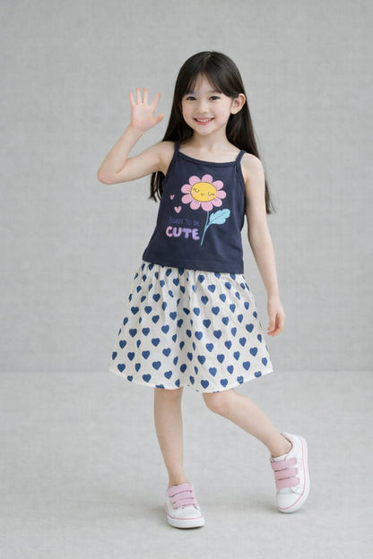 Born Cute Navy Girls Top & Skirt 240