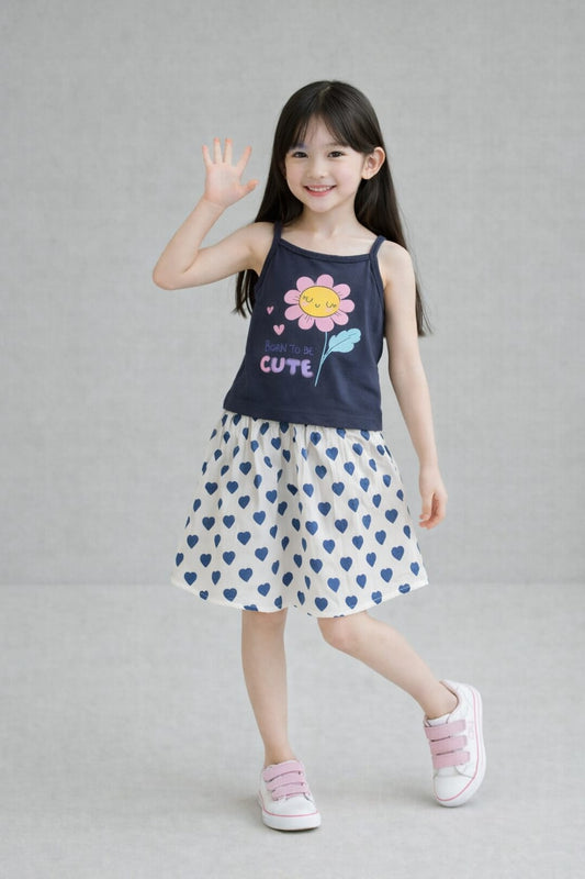 Born Cute Navy Girls Top & Skirt 240