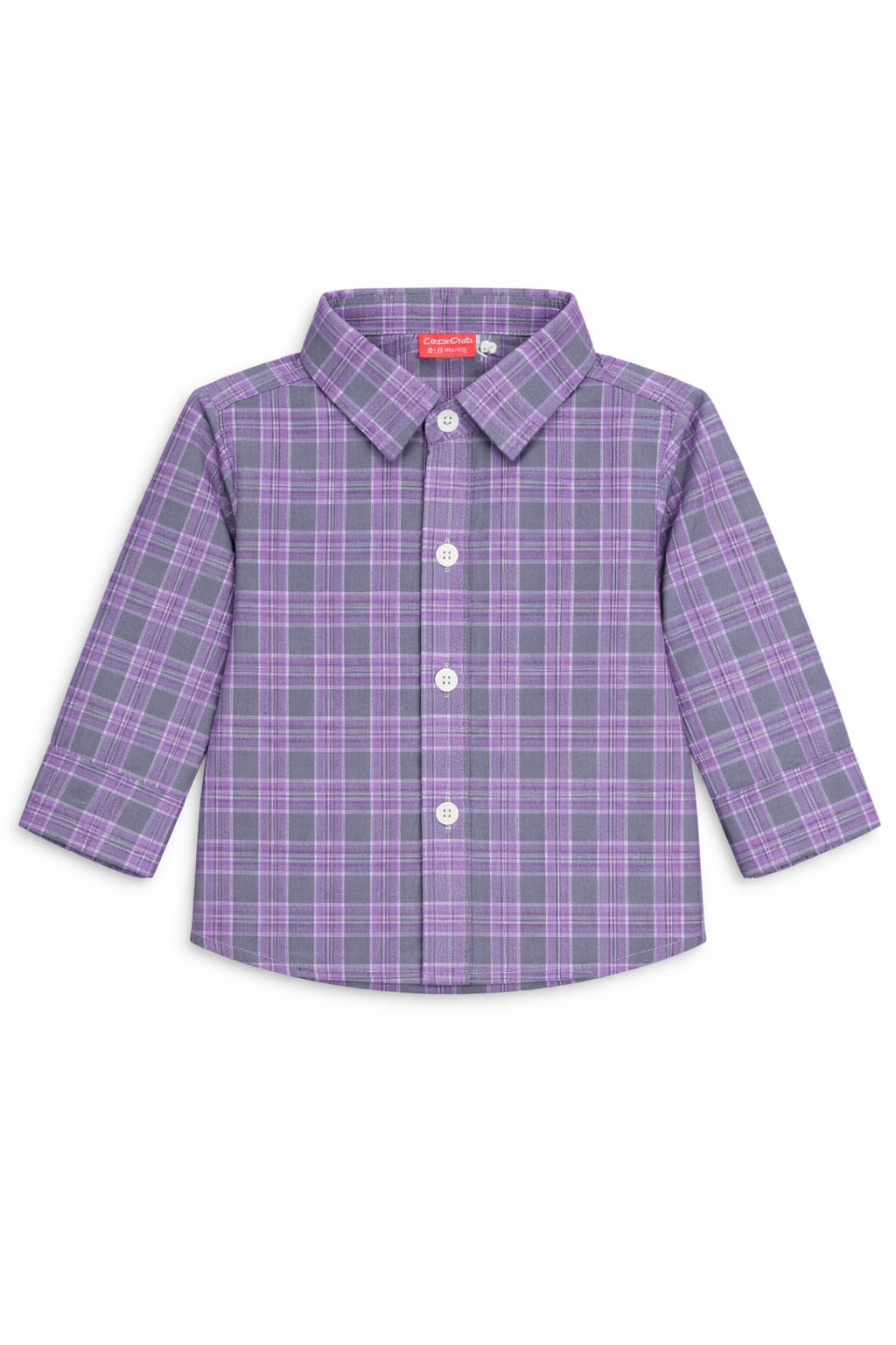 Black Checked Purple Long Sleeve Dress Shirt