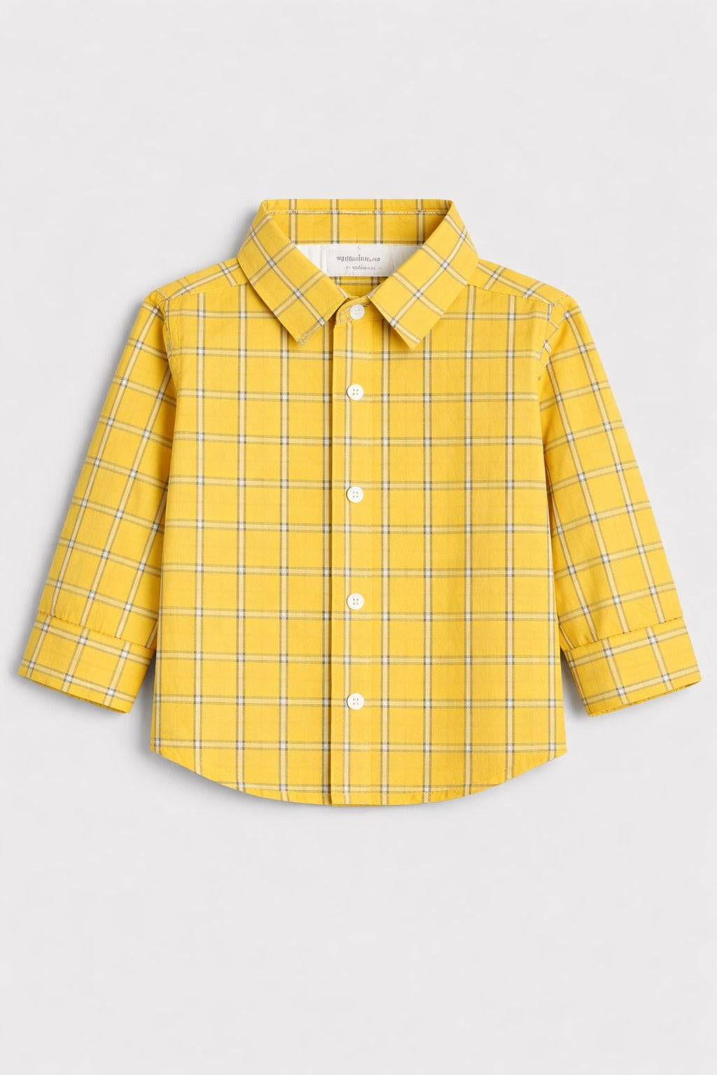 Black Checked Yellow Long Sleeve Dress Shirt