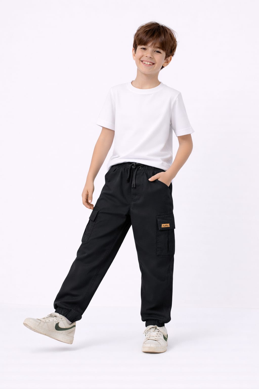 Boys' Black Cargo Jogger Pants 133