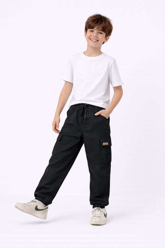 Boys' Black Cargo Jogger Pants 133