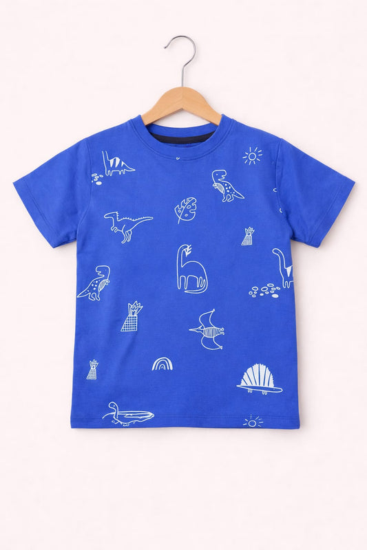 White Dragons Printed Blue Boys T-Shirt 208