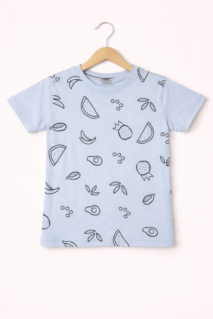 Fruit Printed Light Blue Boys T- Shirt 251