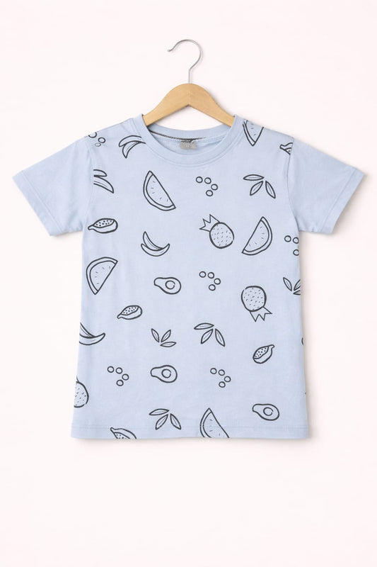 Fruit Printed Light Blue Boys T- Shirt 251