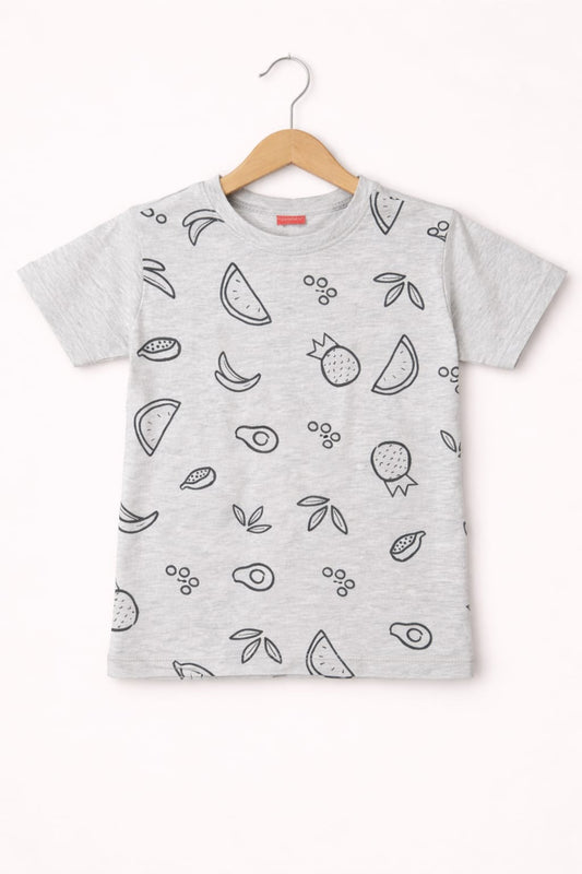 Fruits Printed White Boys T-Shirt 256
