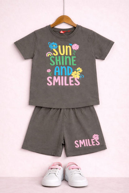 Sun Shine and Smile Printed green Nicker Suit Girls 503