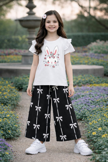 White Rabbit Printed White T-shirt Trousers  503