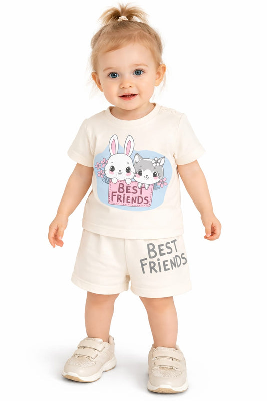 White Rabit Black [Best Friend]  Printed  Light Yellow Nicker Suit