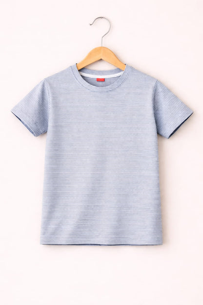 White & Grey Checked  T-Shirt Shirt Boys