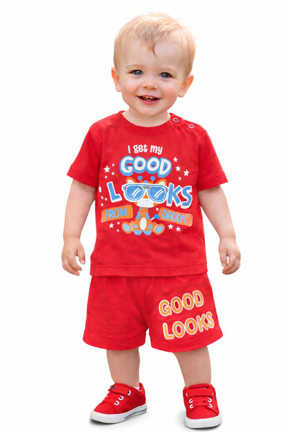 White Blue [I Get My Good Look]   Printed Red Nicker Suit