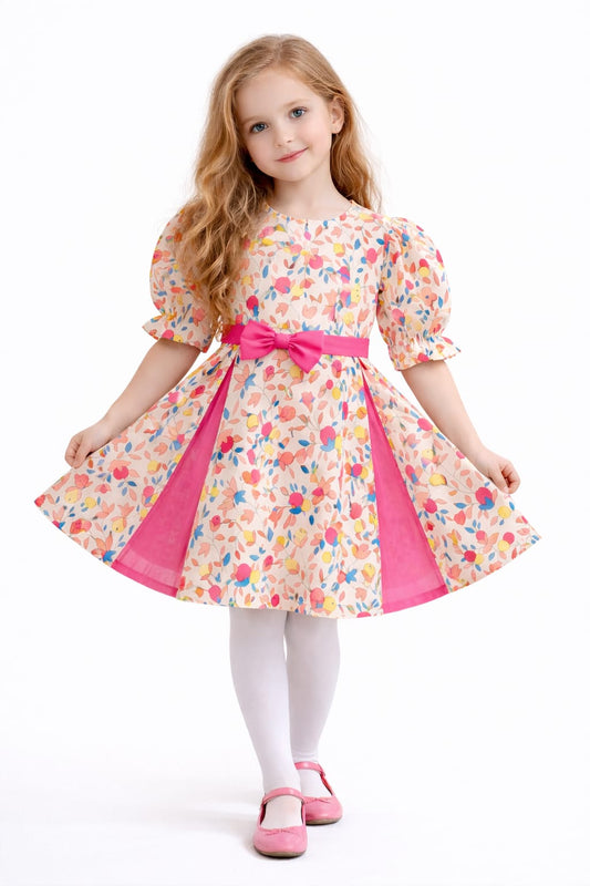 Multi-color  Flower  Printed Skin &Pink Girls Top