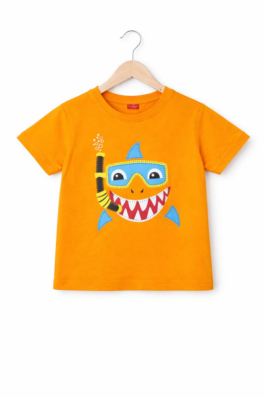 Blue Dolphin Face Printed Boys T-Shirt