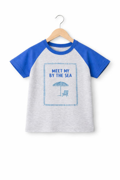 Navy [Meet My By The Sea ] Printed Grey & Navy Boys T-Shirt