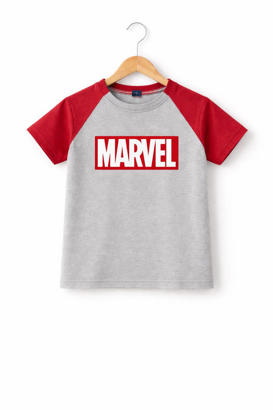 White [MARVEL] Printed Red & Light Green  Boys T-Shirt
