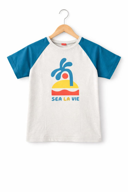 Blue Yellow [ Sea La Vie ] Printed Light grey Boys T-Shirt