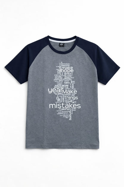 Urban Grey & Navy Motivation Text Printed Men's T-Shirt  538