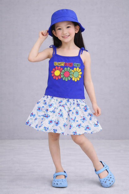 Navy [So Sweet So Fine So Nice] Printed Girls Top & Skirt 439